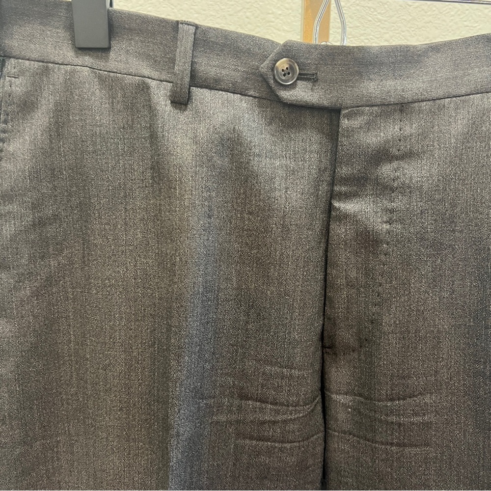 J. Hilburn Custom Vitale Barberis Wool Brown Plaid Pleated Dress Pants 34x30 - Picture 3 of 9